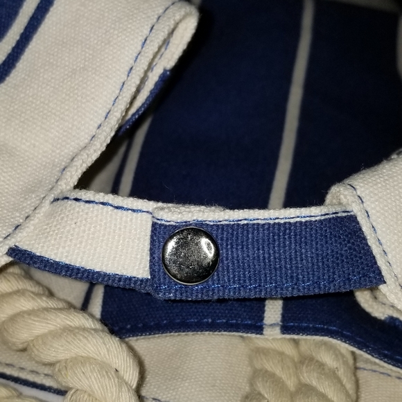 1153B NEW Lancome Authentic Blue White Canvas Tote - Picture 8 of 15